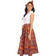 thumbnail image 4 of Sakkas Celine African Dutch Ankara Wax Print Full Circle Skirt - 8-Orange/turq - One Size Regular, 4 of 5