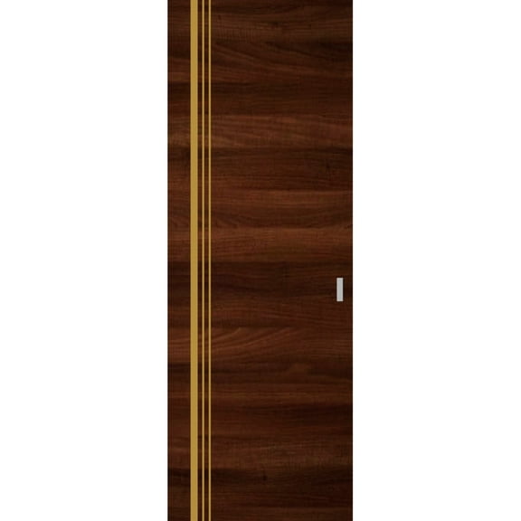 Hidden Barn | Planum 1010 Chocolate Ash | Sturdy Finished Doors | Magic Concealed Sliding Set 18" x 80"