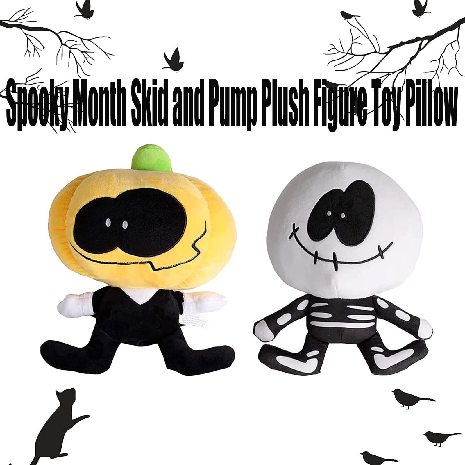 Bymon 9.84inch Spooky Month Skid and Pump Plush,Upgrade Soft Stuffed Skid & Pump Plush Gift for Fans Skid+Pump 