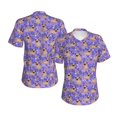thumbnail image 3 of Yiaed Pugs and Flowers Print Women's T Shirt V-Neck Short Sleeve Shirt Casual Breathable Tee Summer Tops-XX-Large, 3 of 5