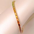 thumbnail image 2 of 14 Karat Yellow Gold Plated 5X3 MM Octagon Rainbow Gemstones Pride Tennis Line Bracelet Rainbow Lab Sapphire Tennis Bracelet, Silver rainbow sapphire tennis bracelet, Ombre Bracelet For Women, 2 of 7