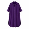 thumbnail image 5 of Bxsruta Womens Button Down Shirt Dress Casual Long Sleeve Collared Midi Dresses Beach Cover Up, 5 of 6