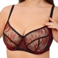 thumbnail image 2 of Underwire Sheer Lace Bra Plus Size Lingerie Comfort Fit 32-42 B C D E F G H I ( 40H, Red/Black), 2 of 3
