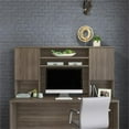 thumbnail image 3 of Pemberly Row Engineered Wood 72"x24" Desk with Hutch Bundle in Hudson Elm/Brown, 3 of 11