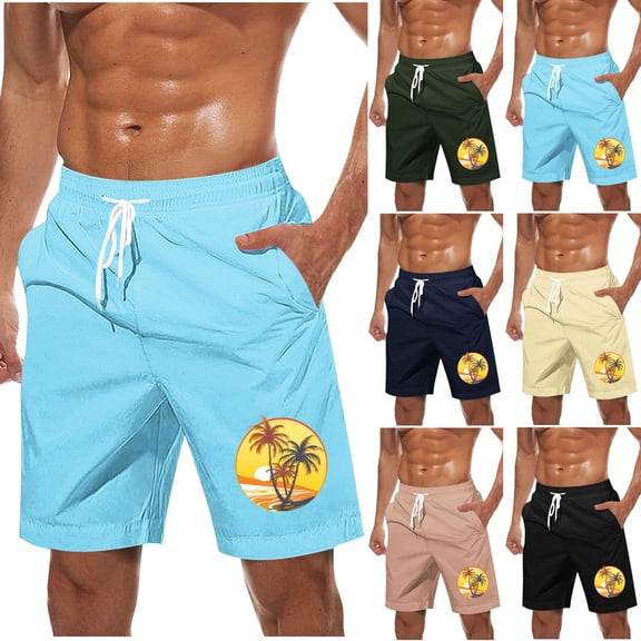 Gym Shorts for Men Gym Shorts for Men Shorts for Men Athletic Cotton Cargo Shorts for Men Men Casual Fashion Print Shorts With Pockets Elastic Waist Beach Pants Sky Blue S