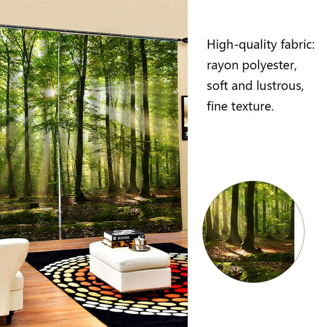 Nimomo Rideau Durable Forêts Soleil Impression Ombrage Rideaux pour Balcon Chambre Salon Fenêtre(170 * 200cm)