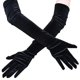 thumbnail image 1 of Guantes largos de terciopelo dorado para mujer, guantes de manga larga para vestido de banquete, Color negro Afortunado Sencillez, 1 of 5