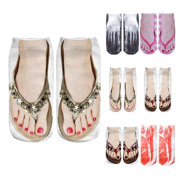 Chroia Socks for Women, 3D Manicure Print Funny Socks, Low Cut Ankle Hidden Running Sandal Gag Gift Socks
