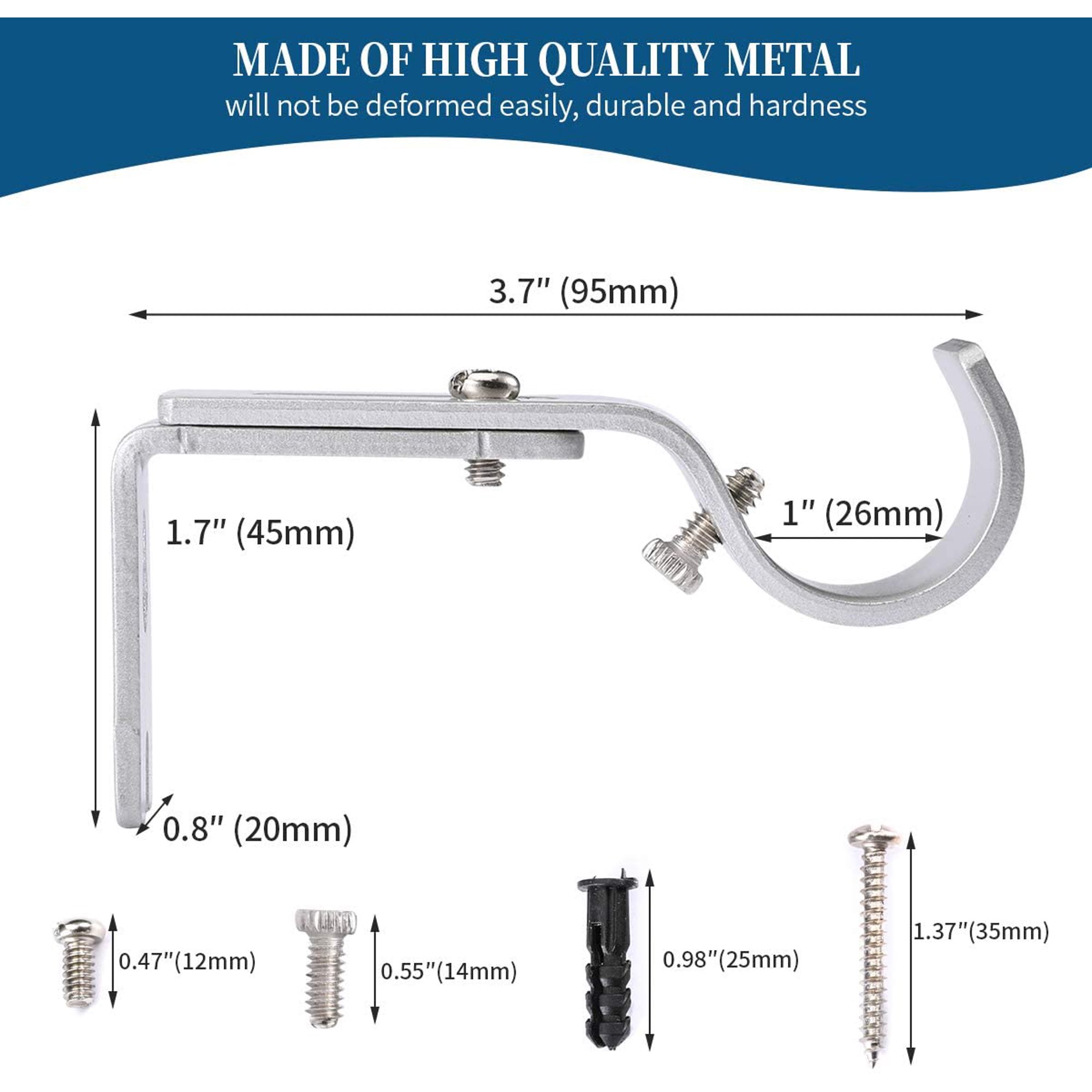 Lot De 2 Supports Tringle à Rideaux Réglables - Pour Tringles 2,2 Ou 2,5 Cm