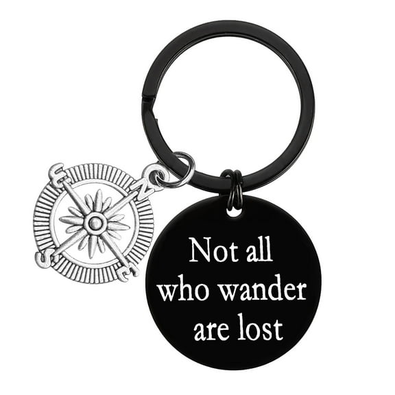 Inspirational Keychain Encouragement Gift Not All Who Wander Are Lost Keyring Inspirational Jewelry for Wanderer Wanderlust Gift Happy Travel Gift Inspirational Traveler Gift Christmas Graduation Gift