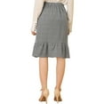thumbnail image 3 of INSPIRE CHIC Women's Plaid Button Closure Elastic Waist Back Ruffle Fishtail Skirt XL Black White, 3 of 6