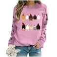 thumbnail image 4 of Sweatshirts for Women Graphic Crewneck Sweatshirt Fall Soft Cotton Blend Cartoon Chicken Printed Pullover Hoodie Women Hoodies Pink L, 4 of 4