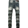 thumbnail image 2 of Men's Ripped Distressed Destroyed Slim Fit Straight Leg Denim Jeans, 2 of 12