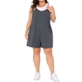 thumbnail image 2 of FAB CURVES Mono de Talla Grande para Mujeres 2025 Verano Casual Sin Mangas Tirantes Espagueti Pantalones Cortos Overalls Jumpsuit 2X Gris, 2 of 6