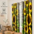 thumbnail image 3 of Sunflower Floral Blackout Curtains Spring Flower on Rustic Wood Country Wooden Decor for Home Bedroom Living Room Darkening Grommet Window Drapes 2 Panel Set, 52"x63", 3 of 6