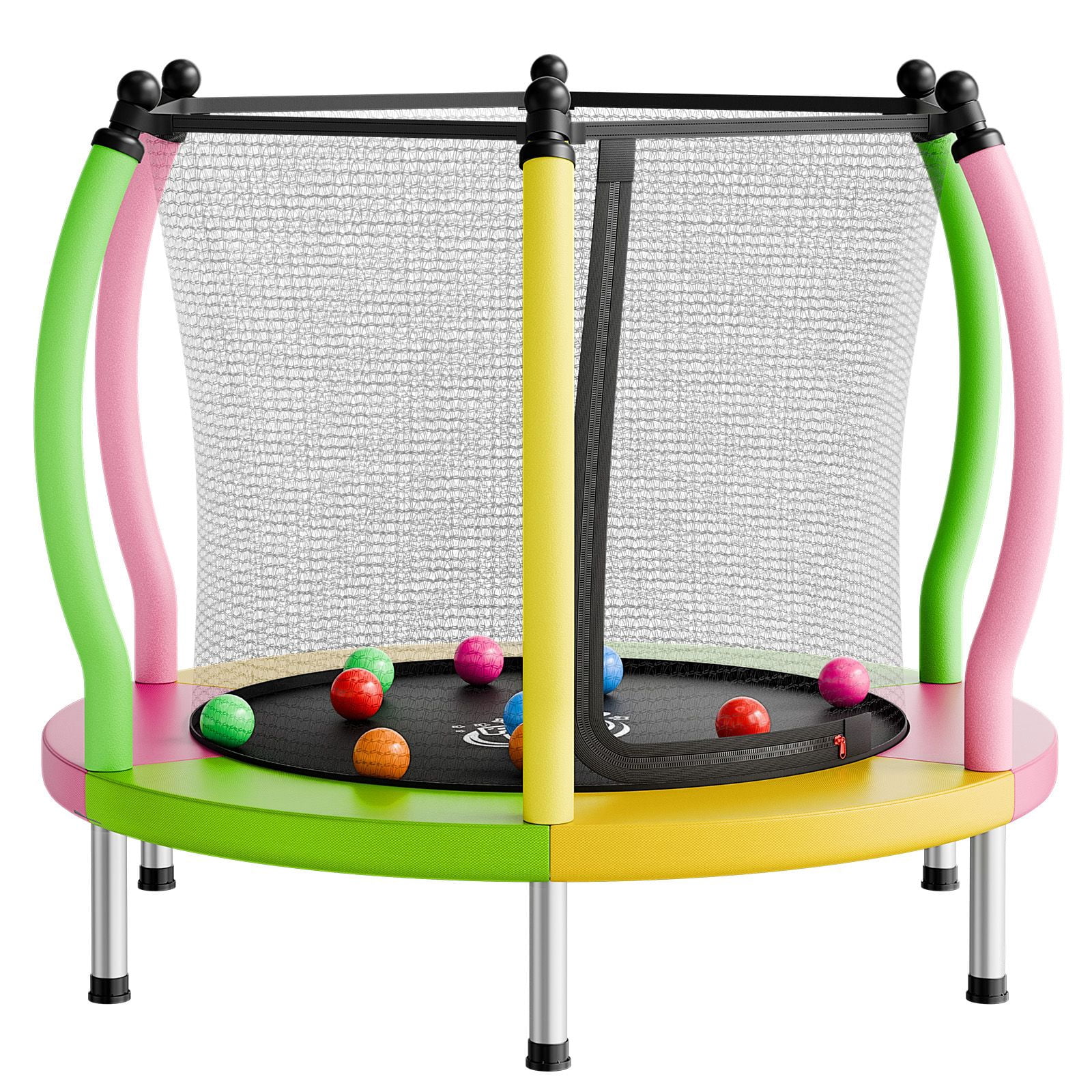 Trampoline for Kids, Toddler Mini Trampoline, 132 lbs Capacity Indoor Outdoor Play Toys with Enclosure Net and Basketball Hoop, Christmas Toys Birthday Gifts for Girls Boys