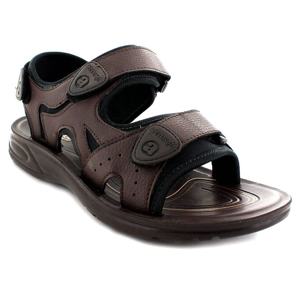 AEROSOFT - Caviale Strappy Hook And Look Closure Men's Sporty Slingback Sandals - Walmart.com