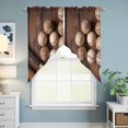 thumbnail image 6 of Swag Valance Curtains for Windows, Baseball Light Filtering Kitchen Curtains with Rod Pocket, Farmhouse Retro Sport Theme Brown Wooden Grain Window Treatment Valances for Living Room, 36x36 - 2 PCS, 6 of 9