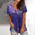 thumbnail image 2 of T-Shirt Femme Imprimé Léopard Manches Courtes Col en V Ample Blouse Tops, 2 of 8