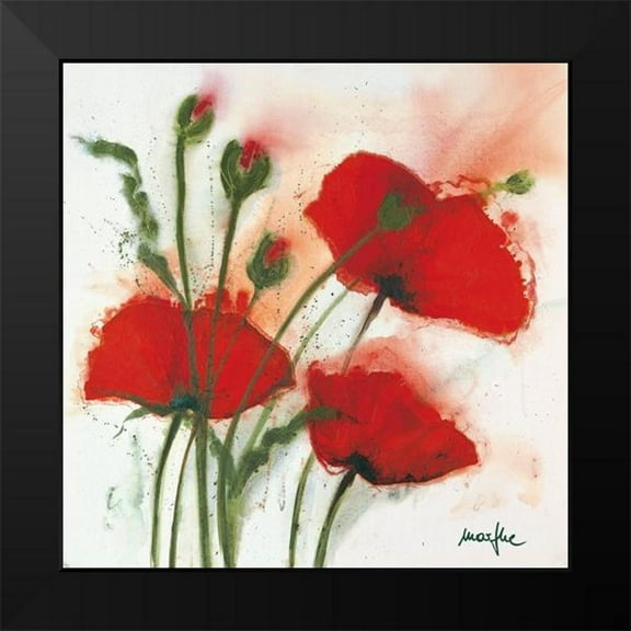 Marthe 12x12 Black Modern Framed Museum Art Print Titled - Mohnblumen im Wind I