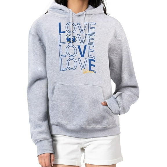 Women's G-III 4Her by Carl Banks Gray Buffalo Sabres Hockey Love Fleece Pullover Hoodie