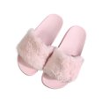 thumbnail image 1 of Plush Thermal Open Toe Flat Woman Slippers Comfortable open toe House Slippers Non-slip Indoor Shoes, 1 of 9