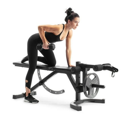 Weider Attack Series Olympic Workout Bench with Integrated Leg Developer and Removable Preacher Curl Pad EstoreInfo