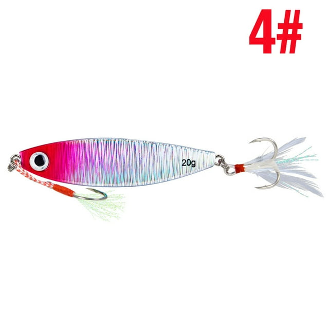 Cebo de hierro Luya de largo alcance, simulación de caída, cebo falso, cebo de cabeza roja con lentejuelas de metal, anzuelo doble, pesca con movimiento lento