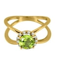 thumbnail image 4 of AoneJewelry 0.85 Carat 6MM Round Peridot and Diamond Ring In 10K Solid Rose, White & Yellow Gold, 4 of 5