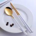 thumbnail image 3 of Stainless Steel Material Dishware Set Stainless Steel Chopsticks, Chopsticks Spoon Set, Stainless Steel Chopsticks Spoon Set For Students And Officers, 3 of 8