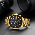 thumbnail image 2 of Relojes de cuarzo impermeables Nibosi 2501 para hombre, color de fondo dorado/negro, 2 of 8