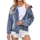 thumbnail image 3 of Chaqueta Vaquera Extragrande para Mujer, Abrigo Vaquero con Cuentas Azul M, 3 of 10