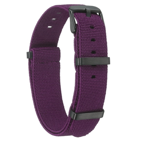 Uxcell Elastic Nylon Watch Band 18mm One-Piece French Watch Strap Waterproof Replacement Wristwatch Strap with Black Buckle for Men Women, Purple