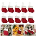 thumbnail image 2 of Mini Christmas Stockings, Denbek Set Of 10 Christmas Knitted Stockings | Multi-Use Candy Bags, Utensil Holders & Tree Ornaments For Holiday Decor, Christmas Decorations Indoor, 2 of 8