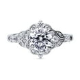 thumbnail image 2 of BERRICLE Sterling Silver Halo Wedding Engagement Rings Round Cut Cubic Zirconia CZ Vintage Inspired Art Deco Ring for Women, Rhodium Plated Size 8, 2 of 10