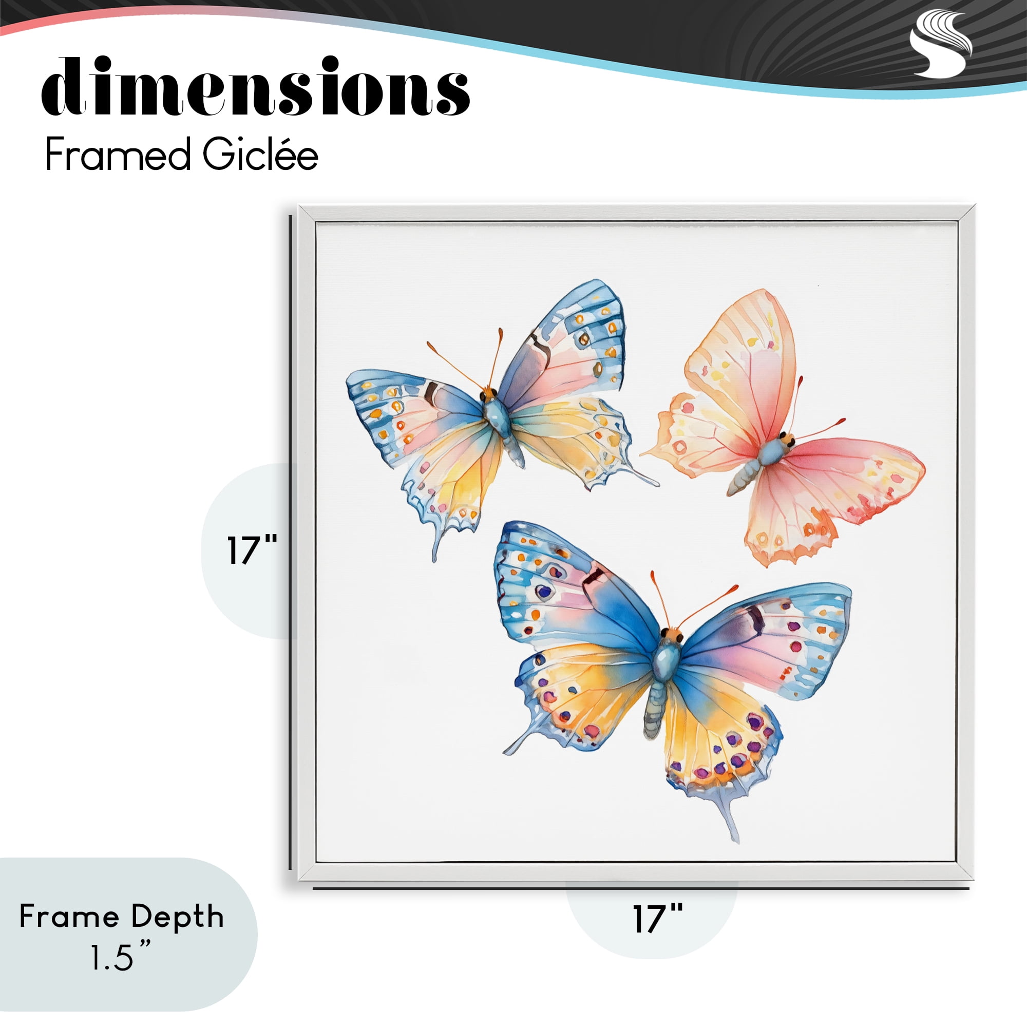 Stupell Industries Whimsical Butterfly Trio White Framed Giclee Art, design by Creative Studio