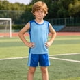 thumbnail image 5 of Amidoa Boys 2 Piece Outfits Summer Clothes Mesh Quick Dry Sports Tank Top and Casual Short Kids Clothing Sets Blue Size 4T, 5 of 8