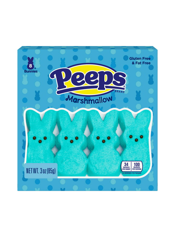 PEEPS, Blue Marshmallow Bunnies Easter Candy, 8 Count (3.0 Ounce)