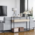thumbnail image 2 of HOMCOM Industrial Narrow Console Table, Sofa Table, Entryway Table with Storage Shelf, Tempered Glass Top and Steel Frame for Living Room, 2 of 10