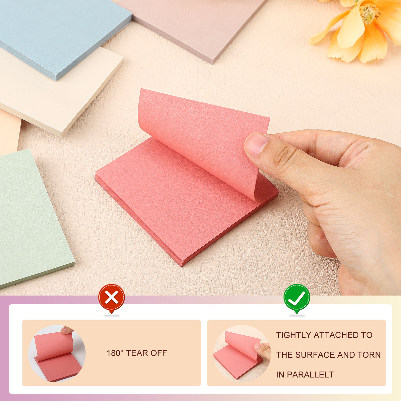 Sixwipe Sticky Notes Bulk, 3" x 3", 24 Pads, 1,200 Sheets photo 3