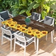 thumbnail image 2 of Sunflowers Table Cloths for 5 Foot Rectangle Tables, Wooden Yellow Summer Botanical Elegant Pastoral Patio Waterproof Elastic Fitted Tablecloths, Washable Rectangular Table Cover for Camping, 2 of 8