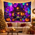 thumbnail image 3 of Crooked Cottage with Black Cat and Potions, Whimsical Fantasy for Halloween Fans, Spooky Forest Wall Art, Halloween Gift, Tapestry Wall Hanging for Bedroom and Living Room, 3 of 7