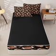 thumbnail image 4 of Homewish Brown Rugby Stars Print Zipper Twin Comforter Sets with Fitted Sheet and 2 Pillowcases,American Ball Football Theme Zipper Bedding Set For Kids,Black Reversible,4 Pieces, 4 of 7