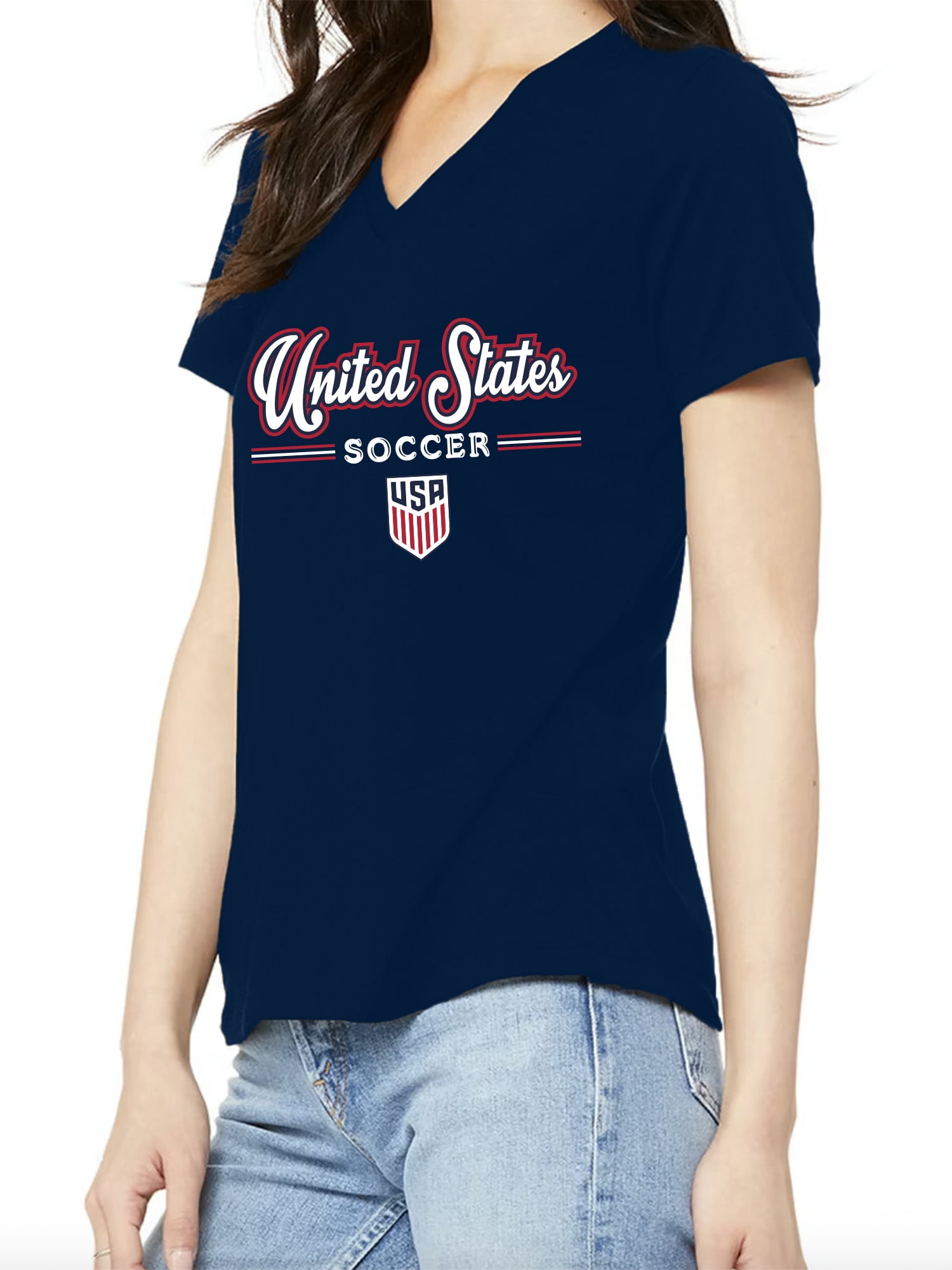 United States Men's National Team USMNT USA Women's Navy Script Logo Tee