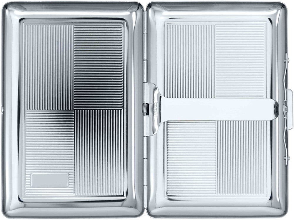 Silver Metal-Plated Compact Cigarette Case & Stash Box (7X 100s Size  Cigarettes)