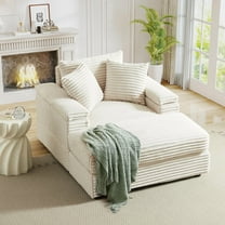 FFH Oversized Accent Chair with Ottoman for Living Room, Bedroom, Corduroy Lounge Chair with Ottoman, Chaise Lounge Indoor, White