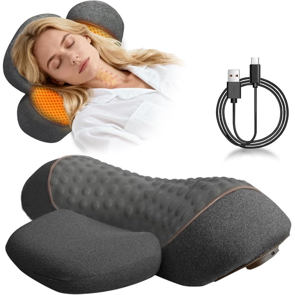 Artuvate Neck Massager,3-In-1 Neck Massager Pillow, Neck Massager with Heat and Traction, for Stretcher Massage (Gray)