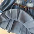 thumbnail image 6 of LYMAYTER ‌‌‌Toddler Girls Long-Sleeve Denim Shirt Dress Pleated Skirt Belt for 2-8Y Little Kids Fashion Wear‌, 6 of 8