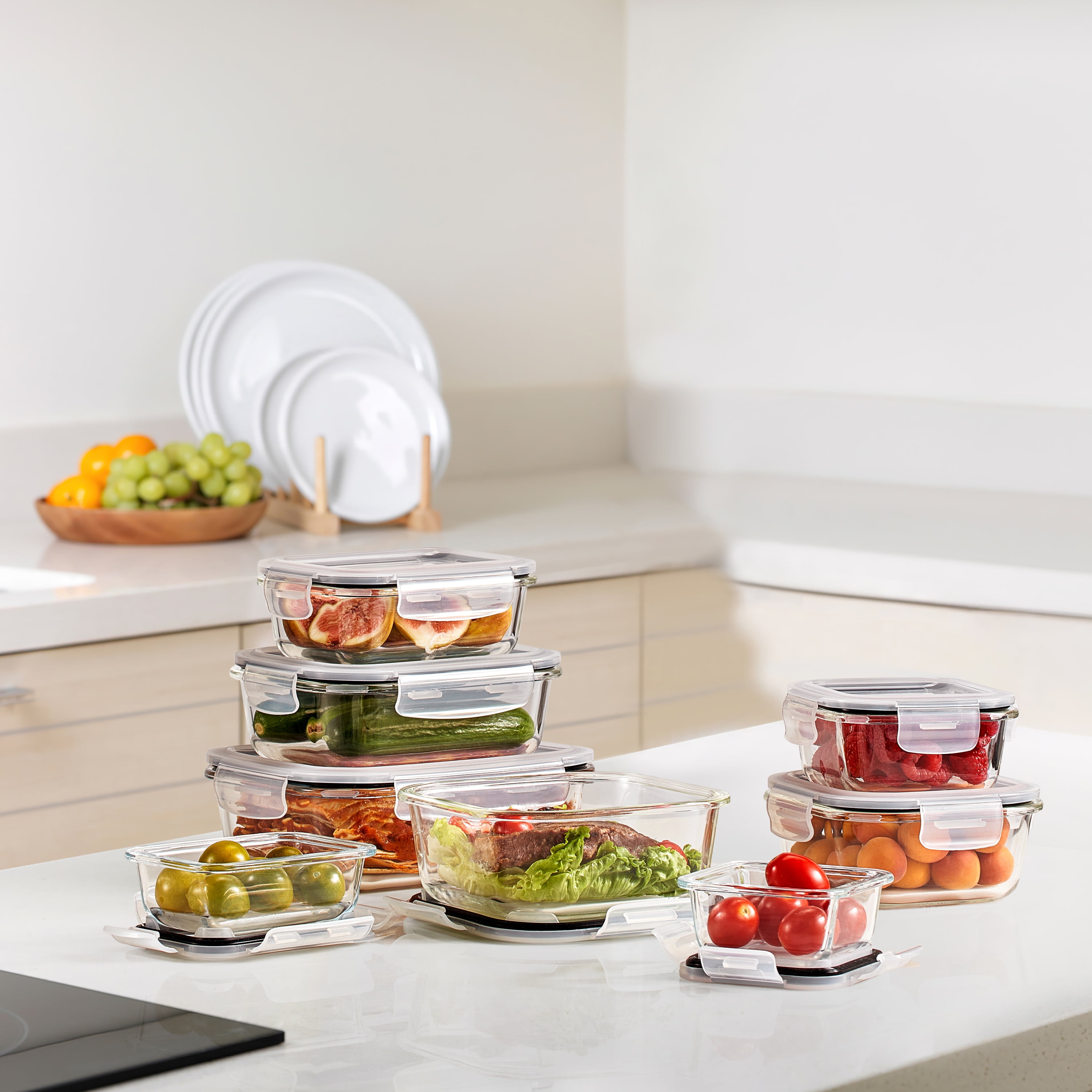 Sorbus Glass Food Storage Airtight Containers Set of 8 with Lids (16Pcs)