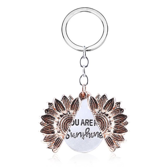 Porte-clés Pendentif Tournesol Gravé pour la Saint-Valentin